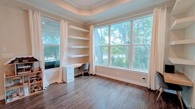 1300 N Broadway Ave, Tyler, TX 75702 - office space featuring dark wood-style floors, built in desk, and crown molding