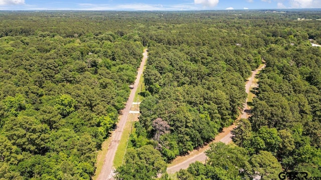 bird's eye view featuring a view of trees