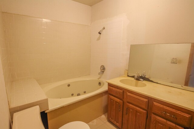 14832 Fm 2661, Flint, TX 75762 - full bathroom with vanity, a combined bath / shower with jetted tub, tile patterned floors, and toilet