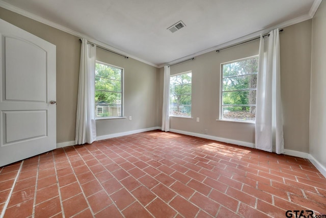 spare room featuring crown molding