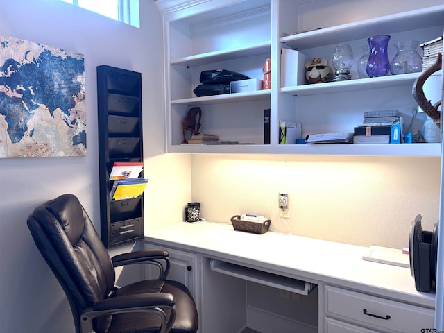 home office featuring built in desk