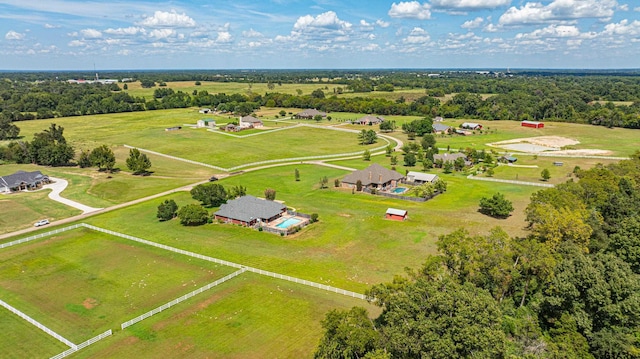 aerial view with a rural view