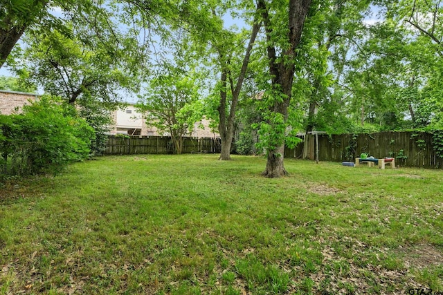 view of yard featuring a fenced backyard