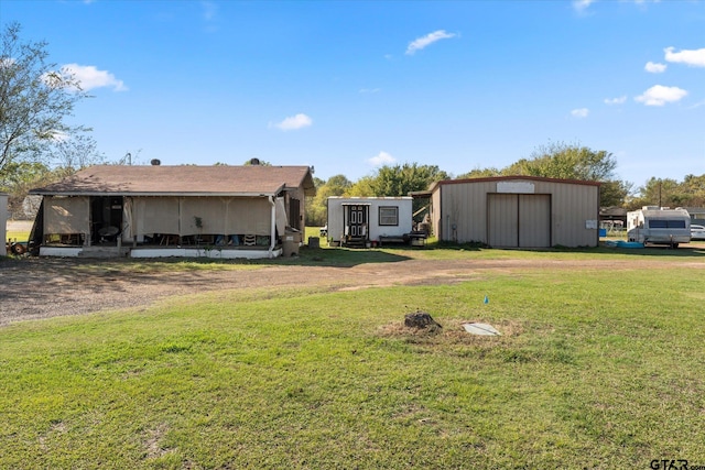 exterior space with a storage shed