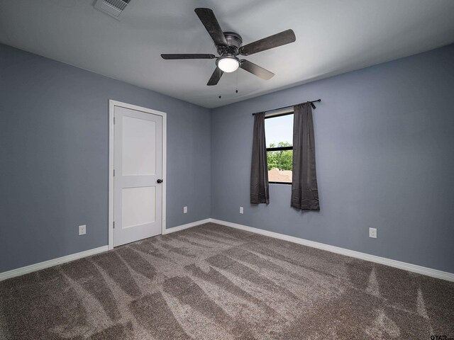 17795 Lookout Ln, Flint, TX 75762 - carpeted spare room featuring baseboards, visible vents, and ceiling fan