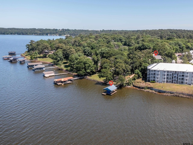 17795 Lookout Ln, Flint, TX 75762 - birds eye view of property with a water view and a view of trees
