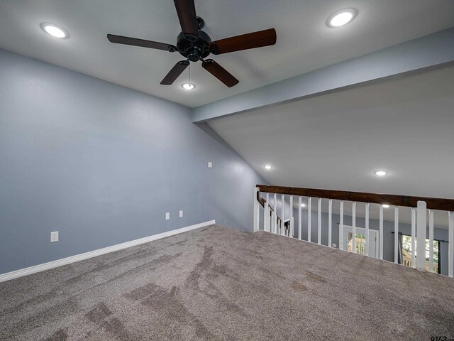 17795 Lookout Ln, Flint, TX 75762 - additional living space with a ceiling fan, baseboards, recessed lighting, and carpet floors
