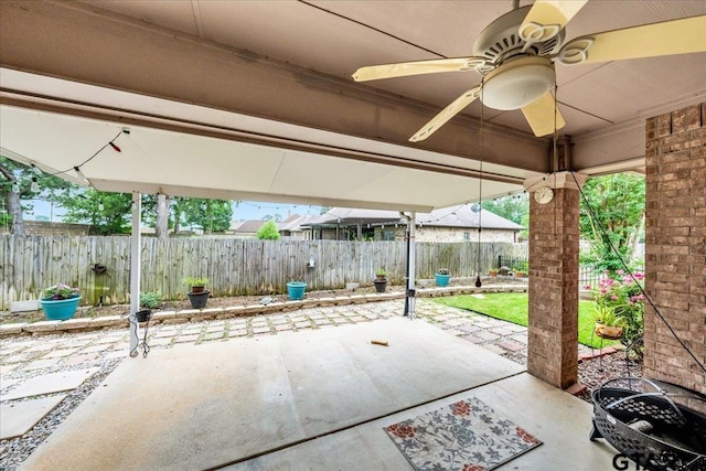 view of patio / terrace featuring ceiling fan