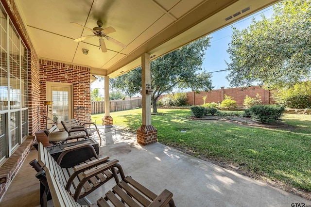 view of patio with ceiling fan