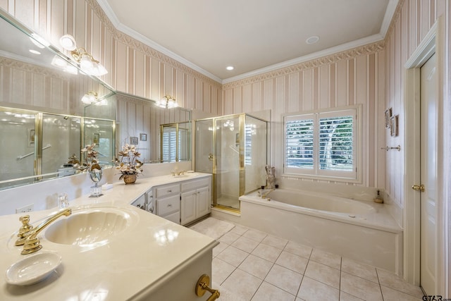 bathroom featuring crown molding and tile patterned floors