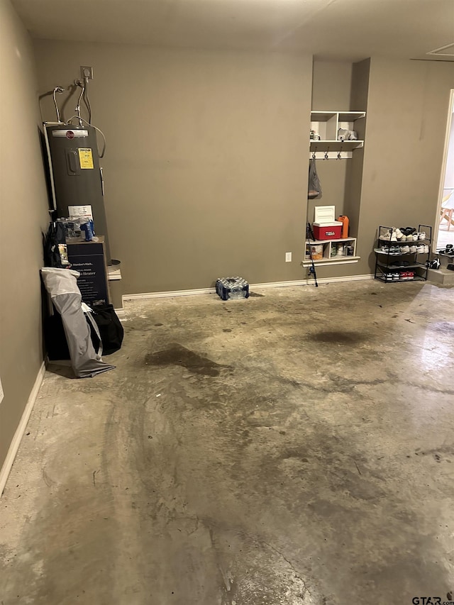 garage with electric water heater