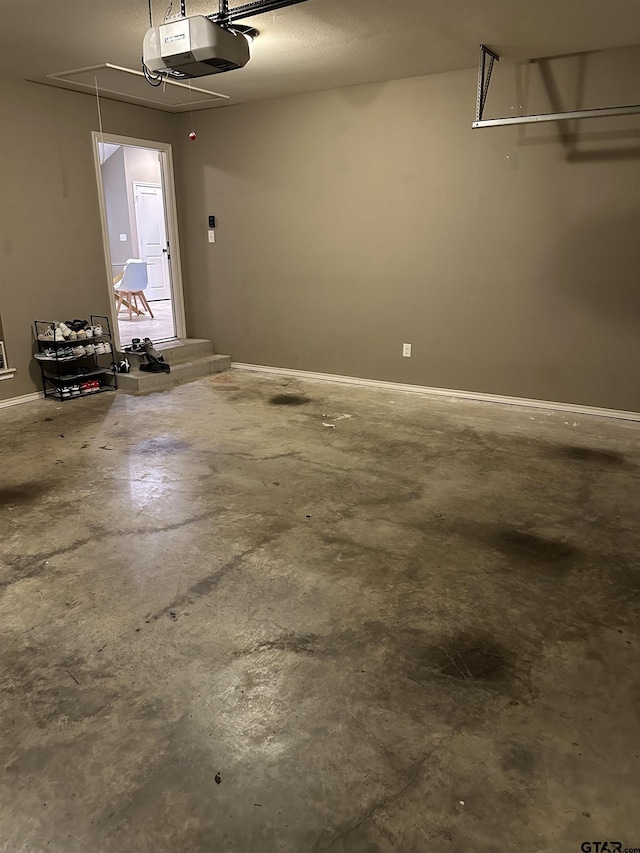 garage with a garage door opener