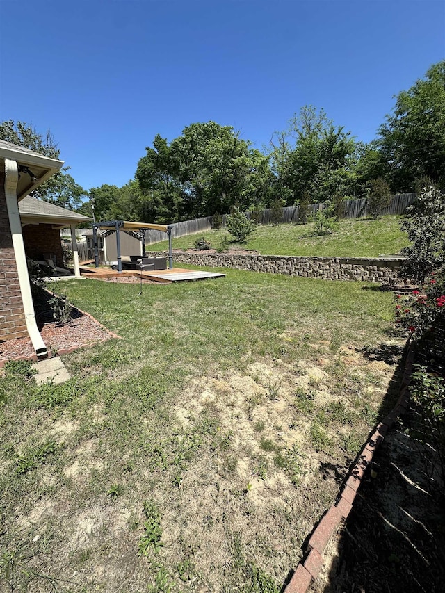 view of yard featuring a fenced backyard