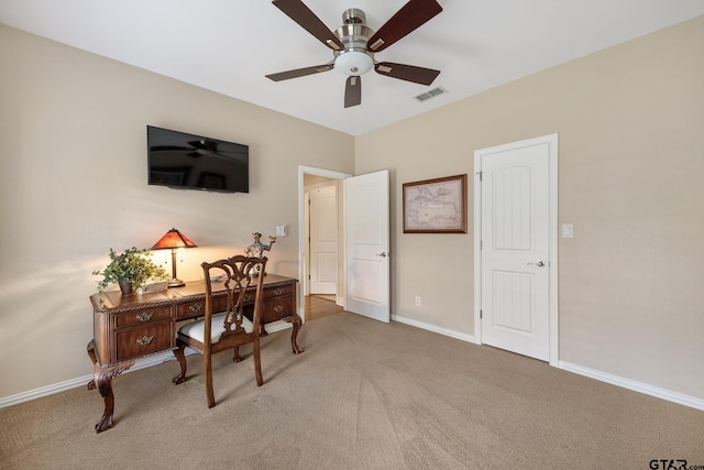 265 Bunker Dr, Tyler, TX 75703 - office space featuring ceiling fan and light carpet