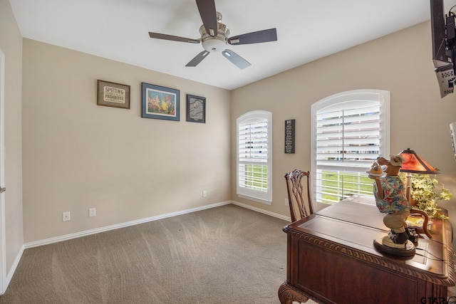 265 Bunker Dr, Tyler, TX 75703 - office area featuring ceiling fan and carpet floors