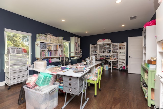 office space featuring dark hardwood / wood-style flooring