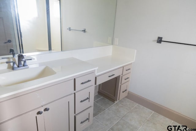 bathroom featuring tile patterned flooring and vanity