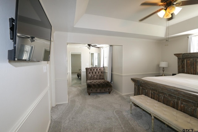 18751 Ridgeline, Tyler, TX 75703 - bedroom featuring a raised ceiling, carpet, and a ceiling fan