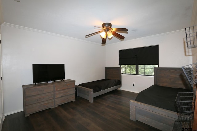 18751 Ridgeline, Tyler, TX 75703 - bedroom with wood finished floors, ornamental molding, and ceiling fan