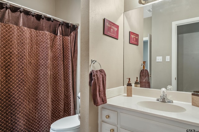 18050 Deer Trl, Flint, TX 75762 - bathroom with toilet, vanity, and a shower with curtain