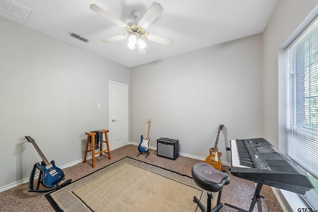 18050 Deer Trl, Flint, TX 75762 - carpeted home office with visible vents, baseboards, and ceiling fan