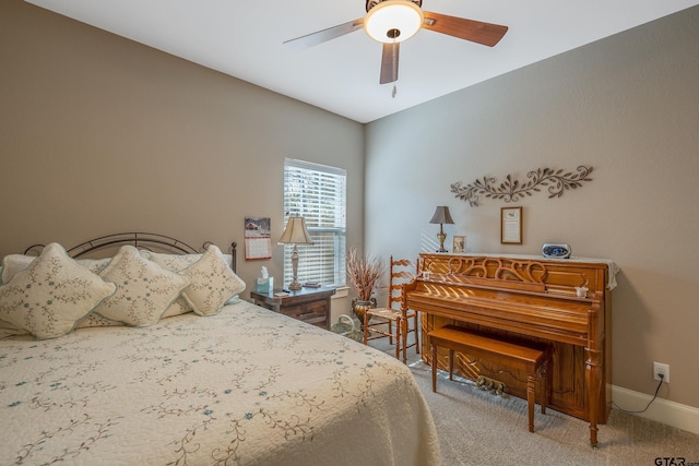 bedroom with carpet floors and ceiling fan