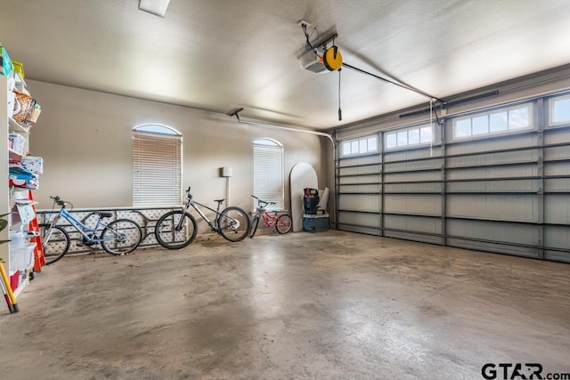 garage with a garage door opener