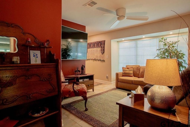 225 Texas Dr, Hideaway, TX 75771 - living room with a ceiling fan and tile patterned flooring