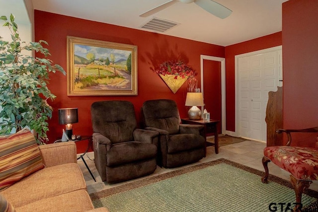 225 Texas Dr, Hideaway, TX 75771 - sitting room featuring a ceiling fan and tile patterned floors