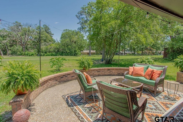 225 Texas Dr, Hideaway, TX 75771 - view of patio / terrace featuring outdoor lounge area and view of scattered trees