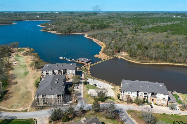3351 Cascades Ct, Tyler, TX 75709 - drone / aerial view featuring a view of trees and a water view