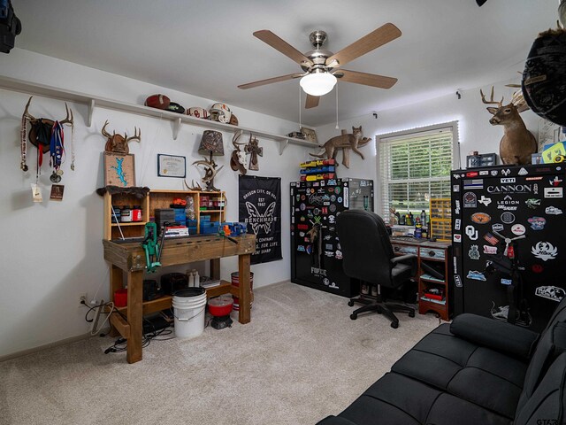 4922 Leaning Oaks Dr, Flint, TX 75762 - office with carpet flooring and ceiling fan