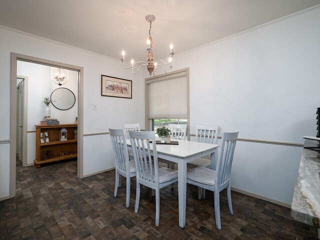 4922 Leaning Oaks Dr, Flint, TX 75762 - dining area featuring a chandelier and crown molding