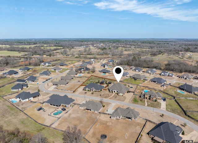 aerial view with a residential view