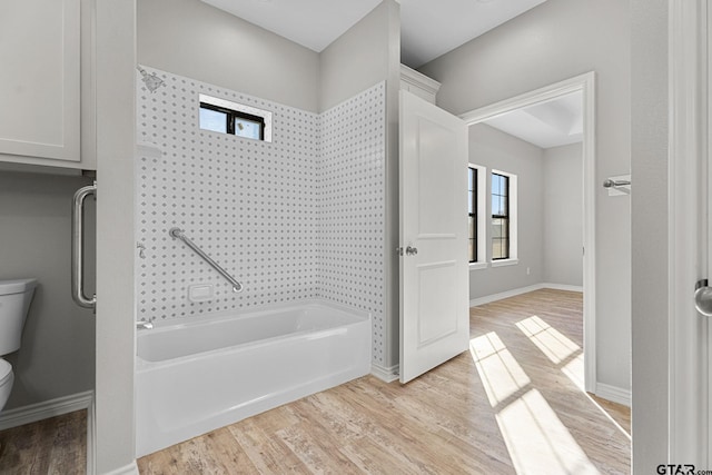 bathroom with wood-type flooring and toilet