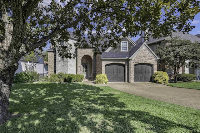 view of front of home featuring a garage and a front yard