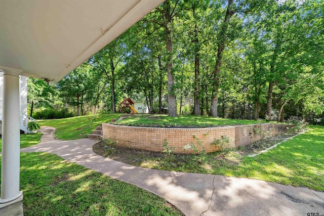 view of yard featuring a playground