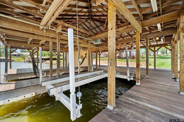 5581 Nancy Cir, Chandler, TX 75758 - dock area with boat lift and a water view