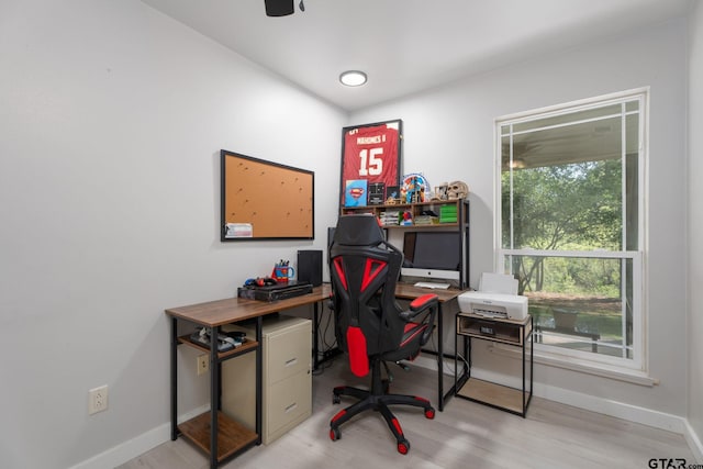 home office featuring light wood-type flooring