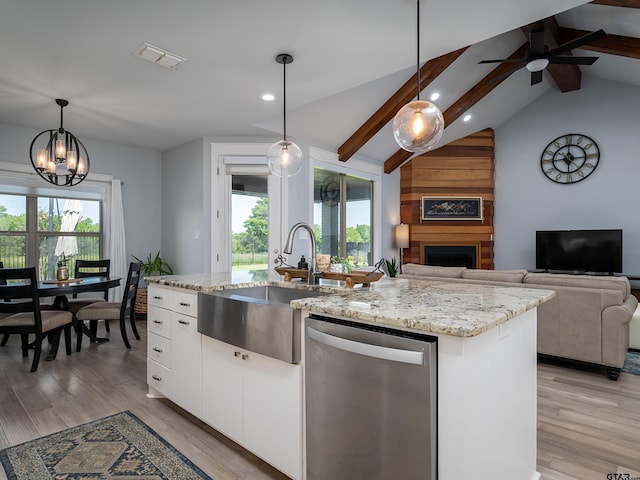 217 Providence Pl, Bullard, TX 75757 - kitchen featuring dishwasher, open floor plan, light wood-style floors, healthy amount of natural light, and recessed lighting