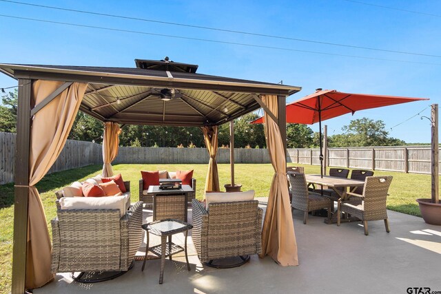 view of patio featuring a gazebo