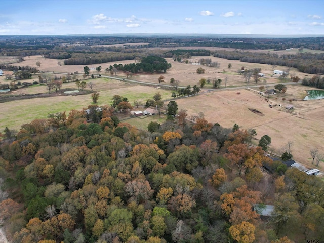 aerial view featuring a rural view