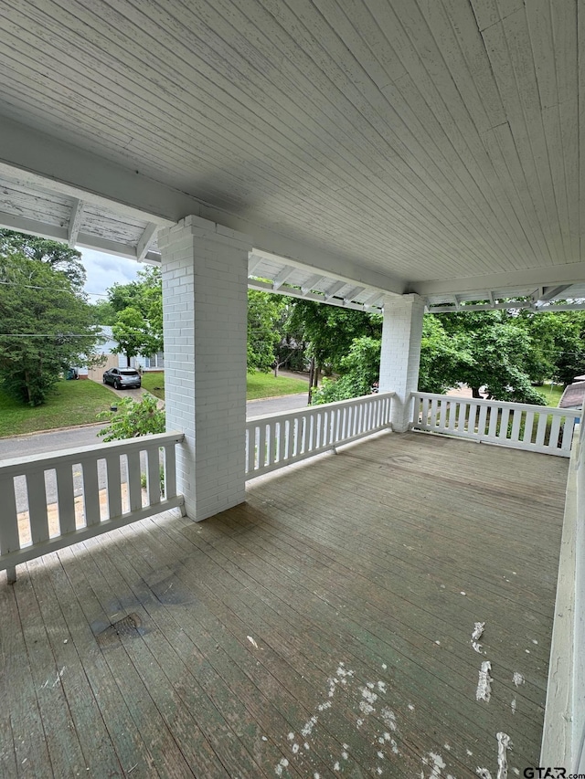 deck featuring a porch