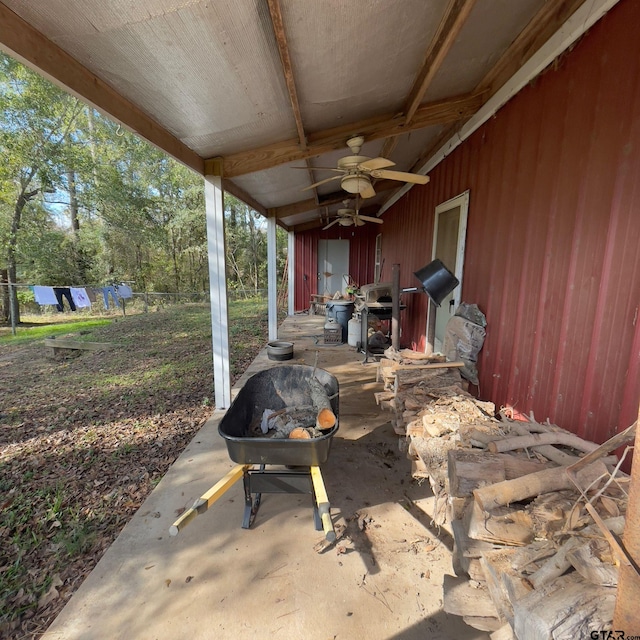 view of patio / terrace with a grill and ceiling fan