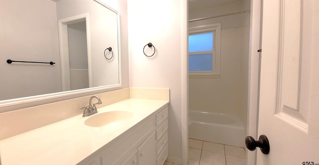 full bath with tile patterned flooring and vanity