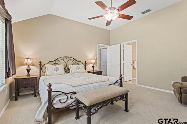 9190 Teal Flight Way, Tyler, TX 75703 - bedroom featuring light carpet, baseboards, vaulted ceiling, and multiple windows
