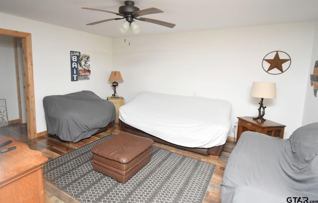 1611 County Road 1858, Yantis, TX 75497 - bedroom featuring wood finished floors and a ceiling fan