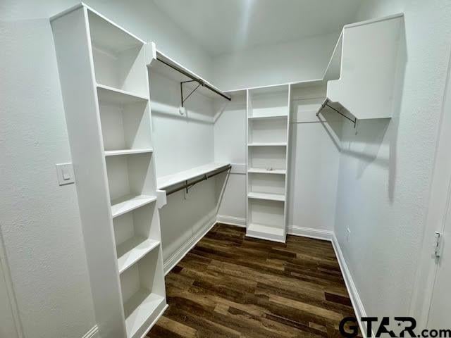 14909 Turtle Creek Ranch Rd, Flint, TX 75762 - walk in closet with dark wood-type flooring