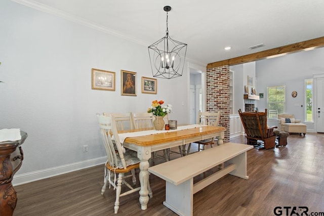 15988 C R 1151, Tyler, TX 75704 - dining room featuring wood finished floors, a chandelier, ornamental molding, and recessed lighting