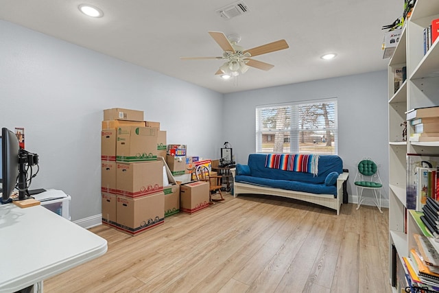 storage area with ceiling fan